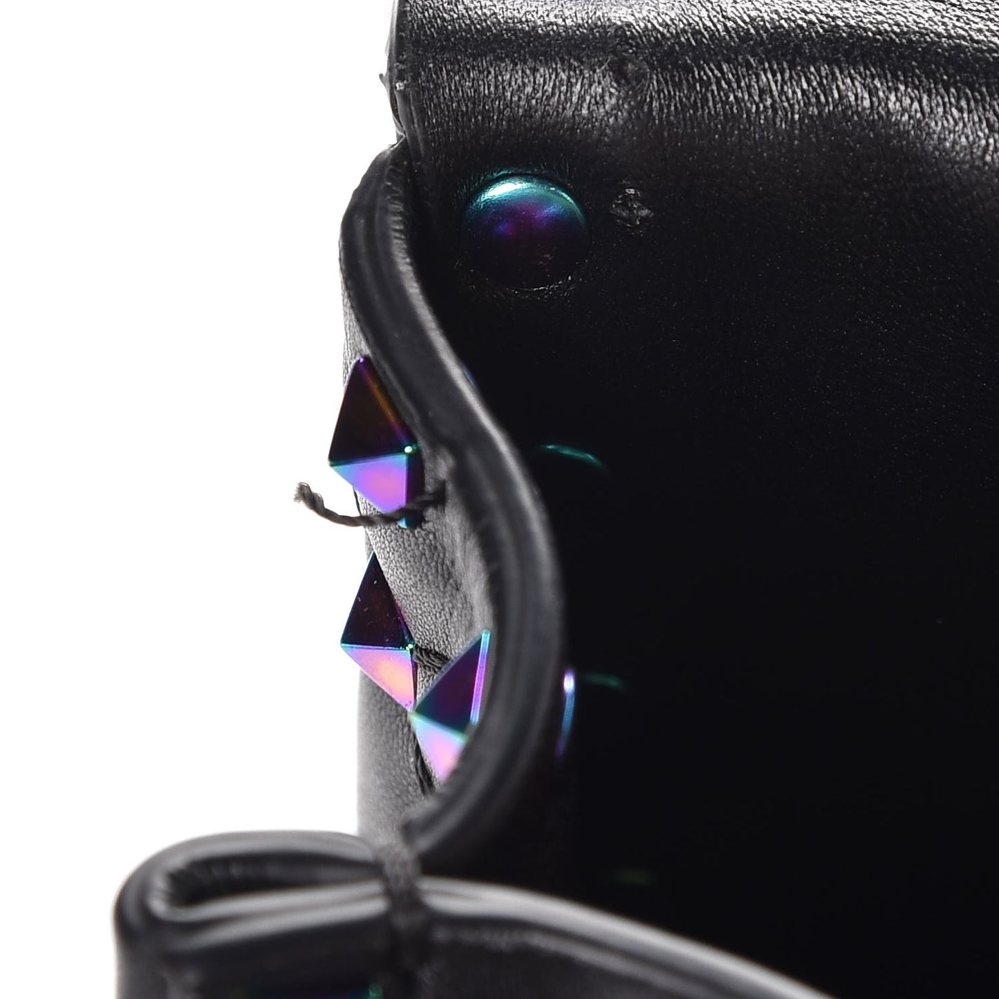 Lambskin Oil Slick Small Rockstud Spike Shoulder Bag Black