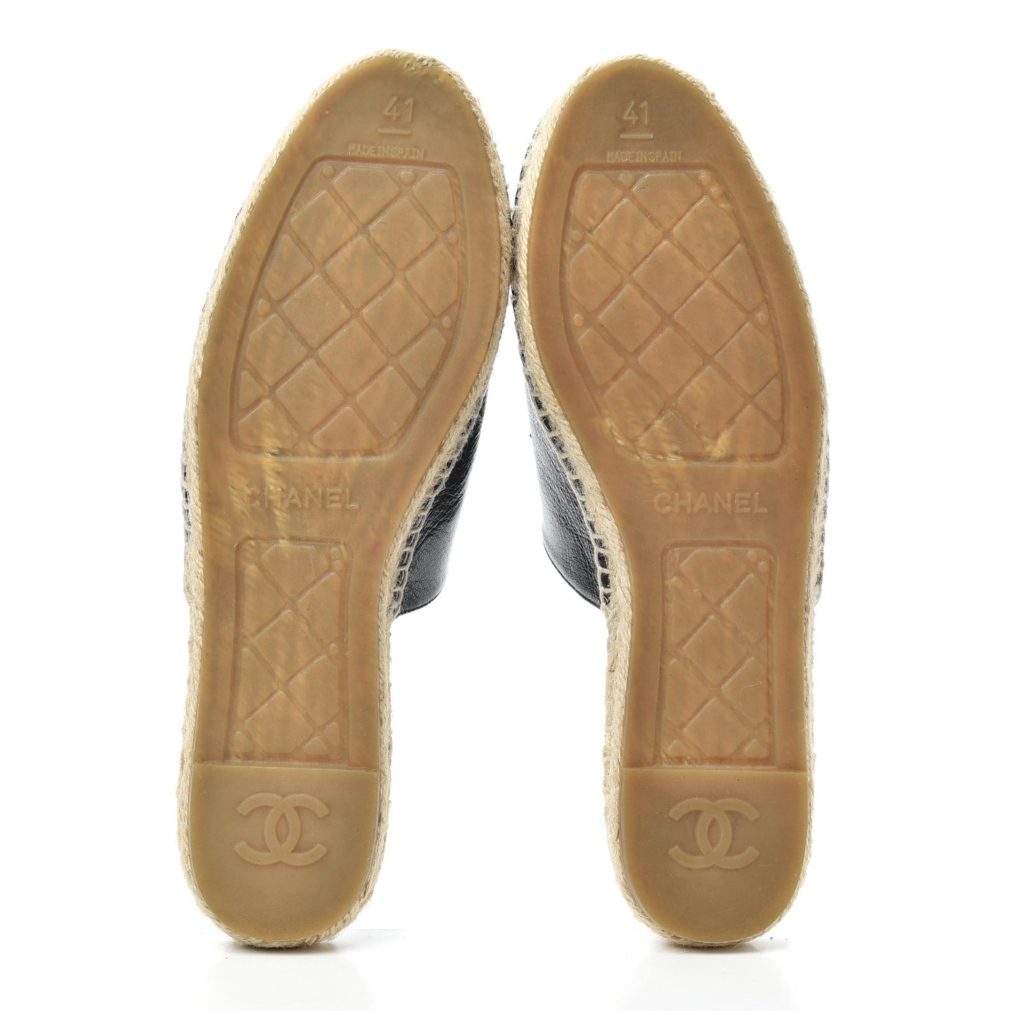Iridescent Goatskin Patent CC Espadrille Mules 41 Black
