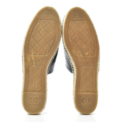 Chanel Iridescent Goatskin Patent CC Espadrille Mules 41 Black 7 of 8