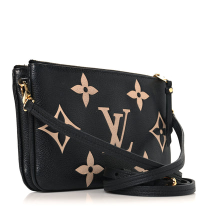 Louis Vuitton Empreinte Monogram Giant Double Zip Pochette Black Cream 3 of 12