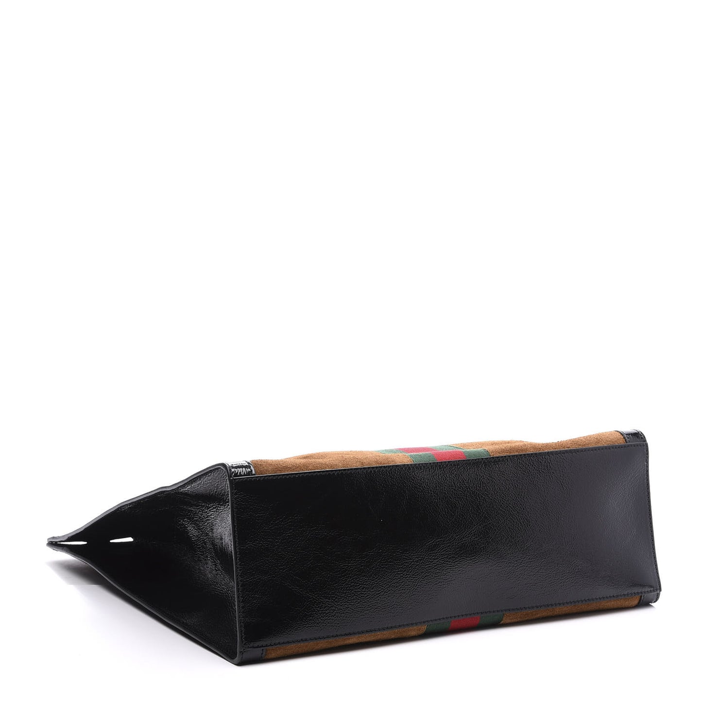 Suede Patent Web Ophidia Vertical Tote Nocciola Black