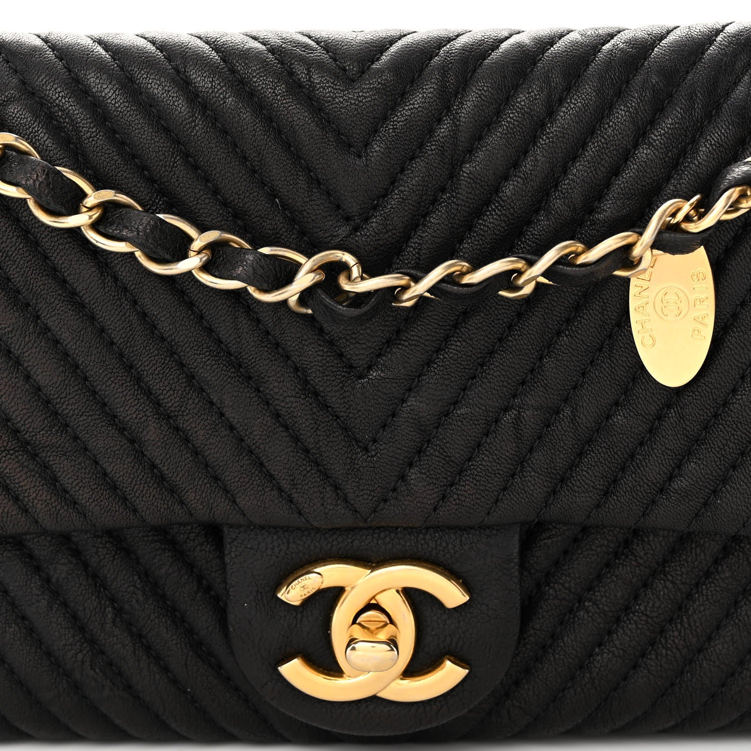 Chanel Calfskin Surpique Chevron Small Flap Black 8 of 10