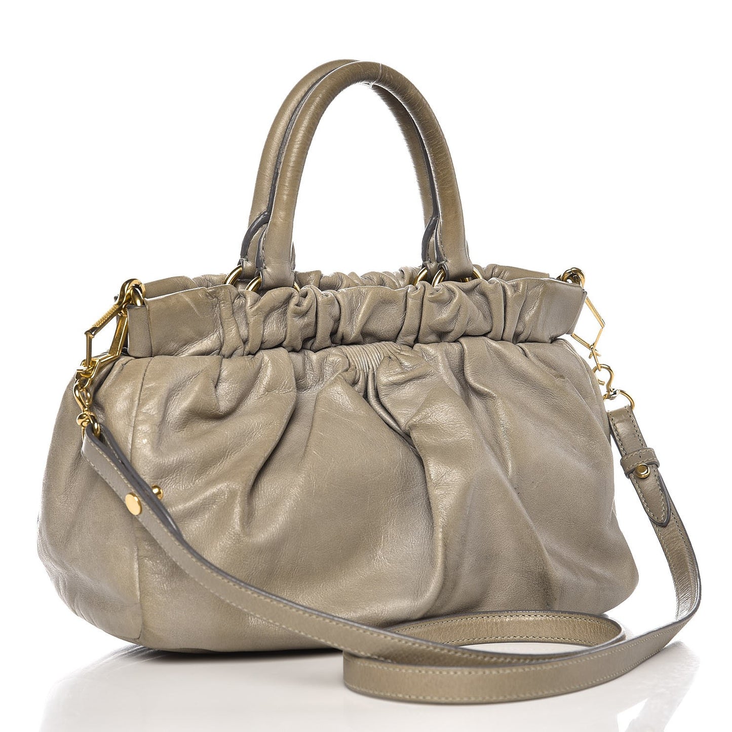 Vitello Lux Small Gathered Tote Agave