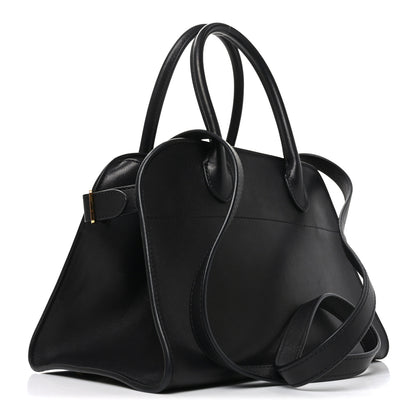 The Row Polished Saddle Calfskin Soft Margaux 10 Bag Black 3 of 9