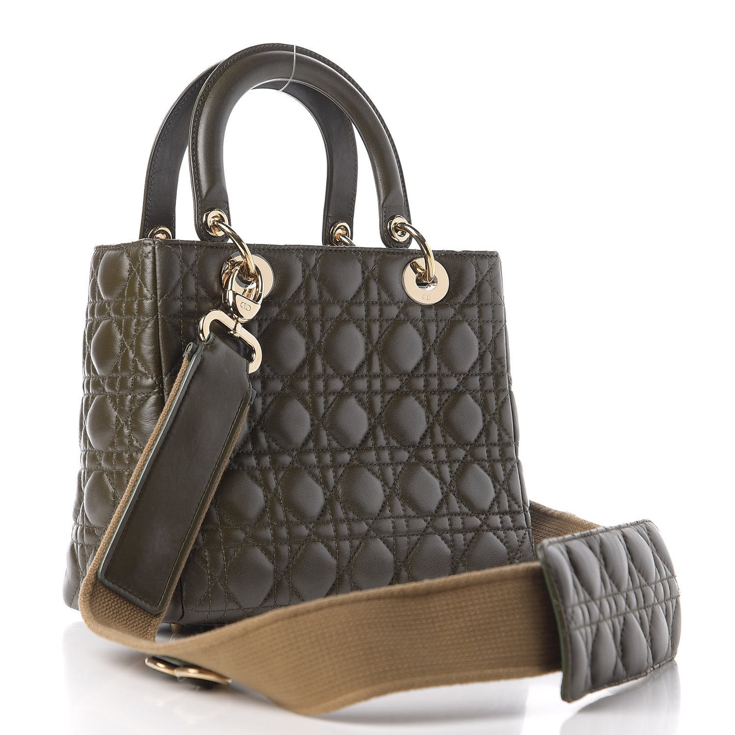 Lambskin Cannage Medium Lady Dior Olive Green