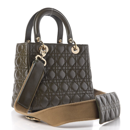 Christian Dior Lambskin Cannage Medium Lady Dior Olive Green 3 of 9