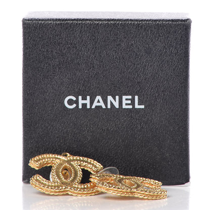 Chanel CC Drop Earrings Matte Gold 5 of 5