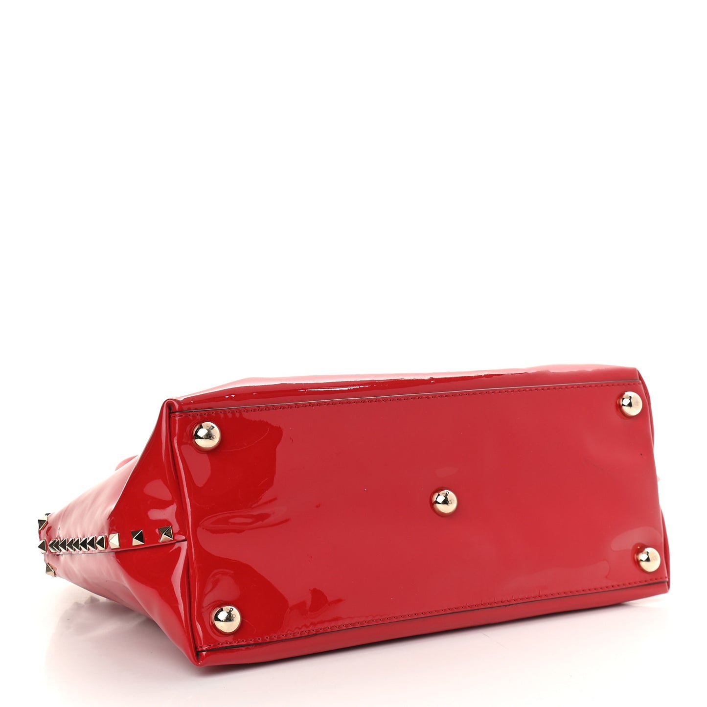 Patent Rockstud Dome Satchel Red