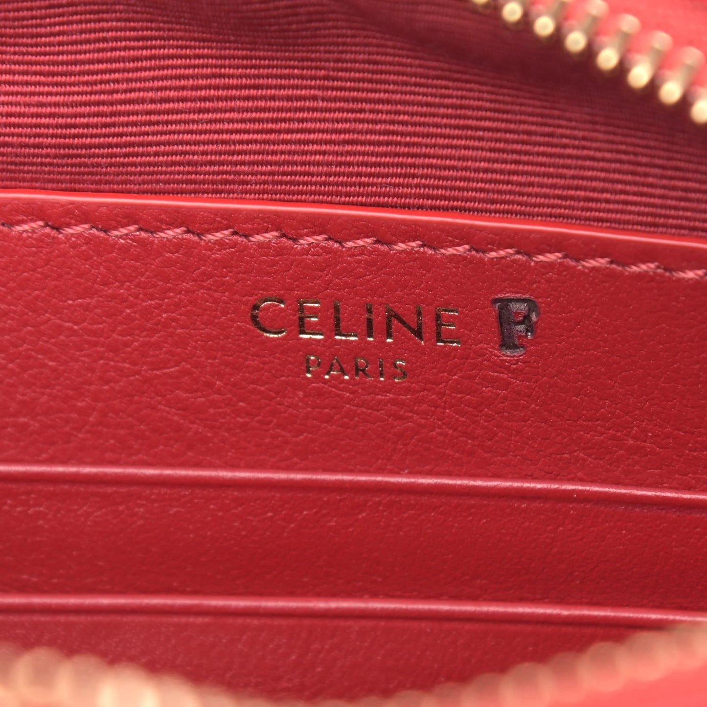 Calfskin Quilted Small C Charm Bag Red