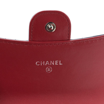 Chanel Lambskin Quilted Tri-Color Compact Flap Wallet Navy Blue Red 6 of 7