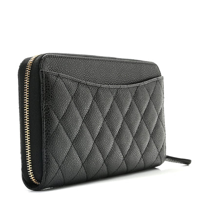 Chanel Caviar Quilted Large Gusset Zip Around Wallet Black 3 of 11