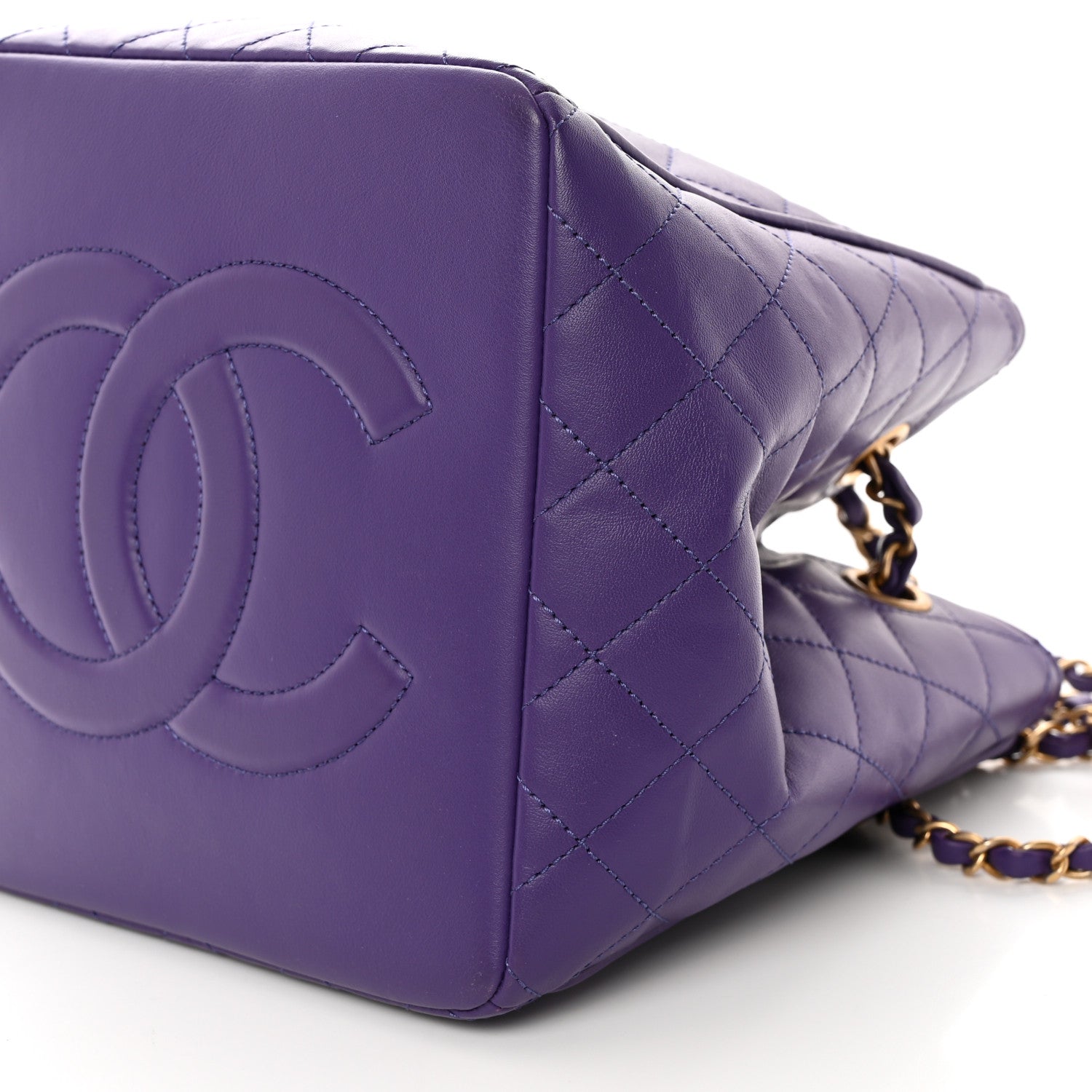 Chanel Calfskin Quilted Bucket Bag Purple 8 of 13