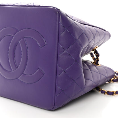 Chanel Calfskin Quilted Bucket Bag Purple 8 of 13