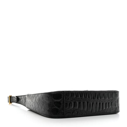 Saint Laurent Calfskin Crocodile Embossed LE 5 A 7 Hobo Black 4 of 10