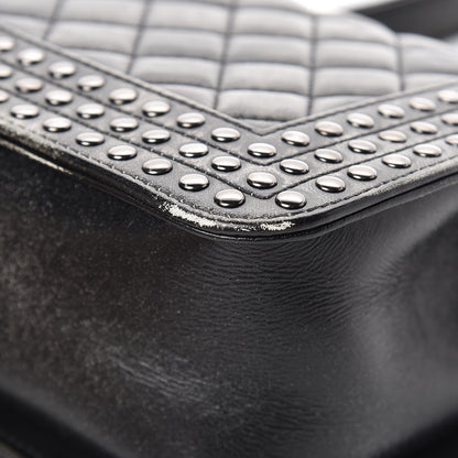 Chanel Faded Calfskin Quilted Medium Studded Boy Flap Black 11 of 18