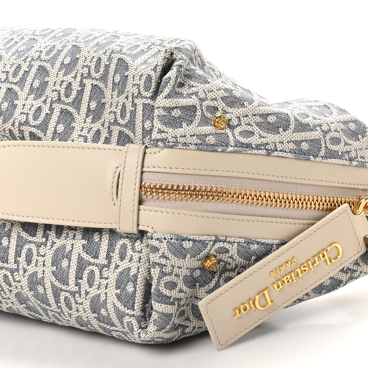 Christian Dior Oblique Raffia Effect Small D-Journey Bag Blue