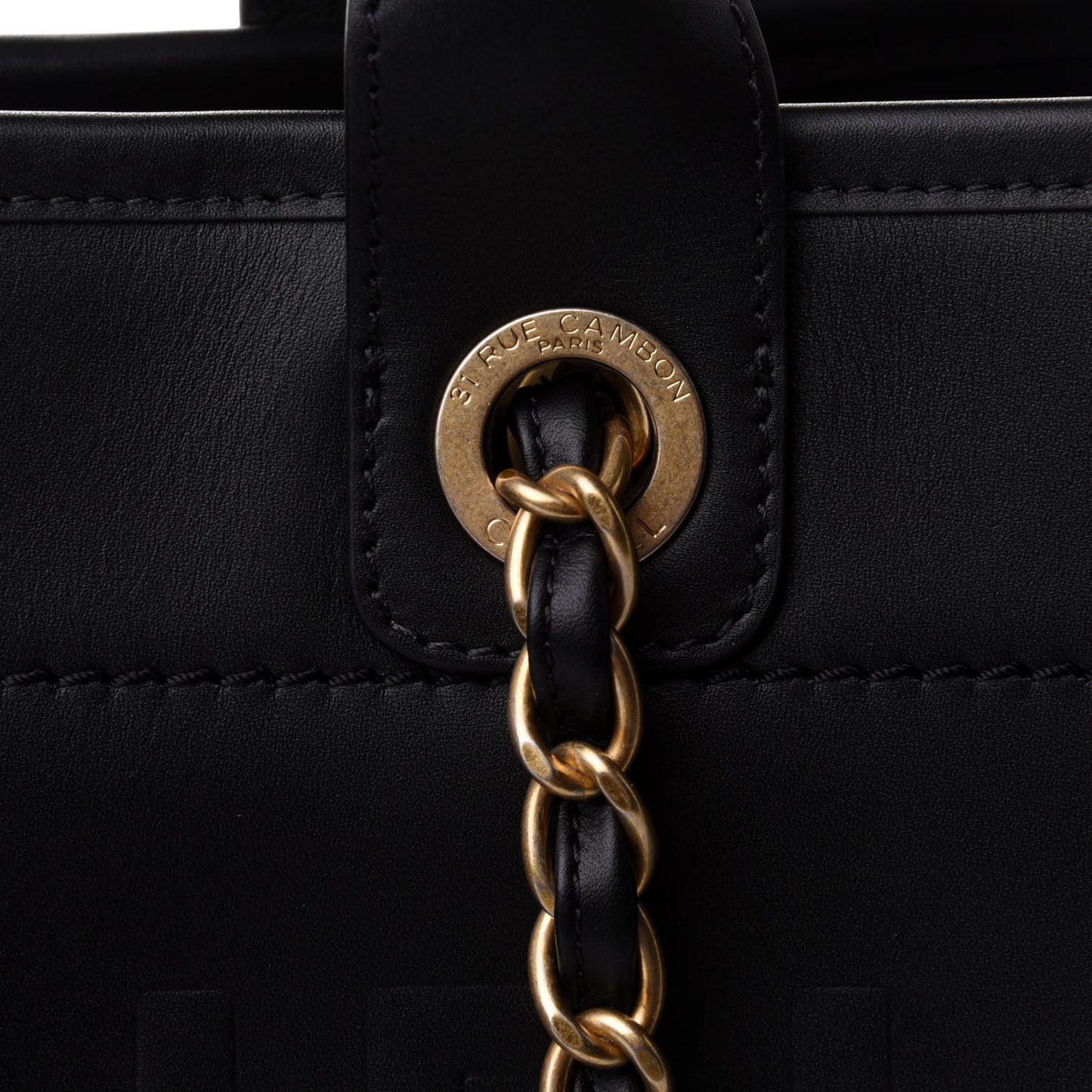 Calfskin Medium Deauville Tote Black