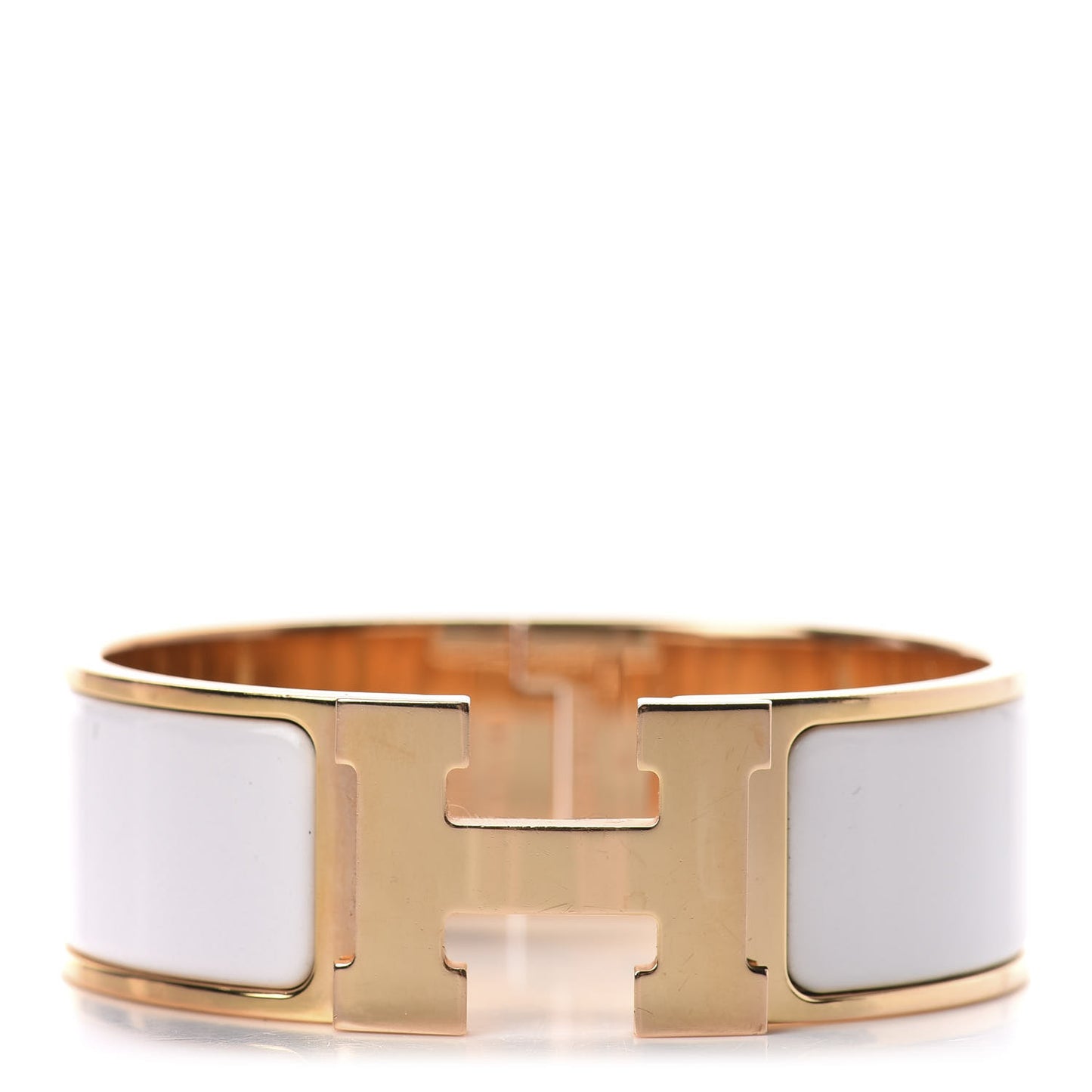 Enamel Wide Clic Clac H Bracelet PM White