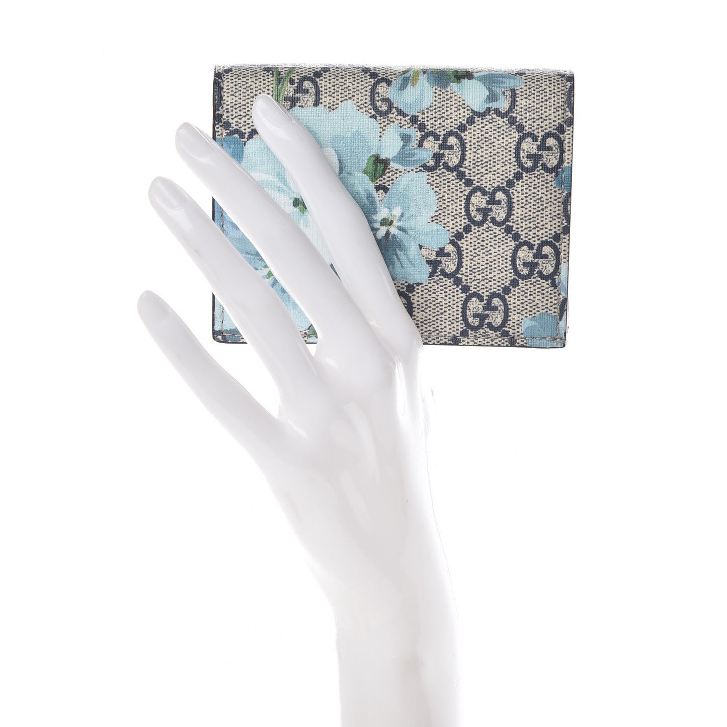 GG Supreme Monogram Blooms Card Case Wallet Beige Blue Navy Hibiscus Red