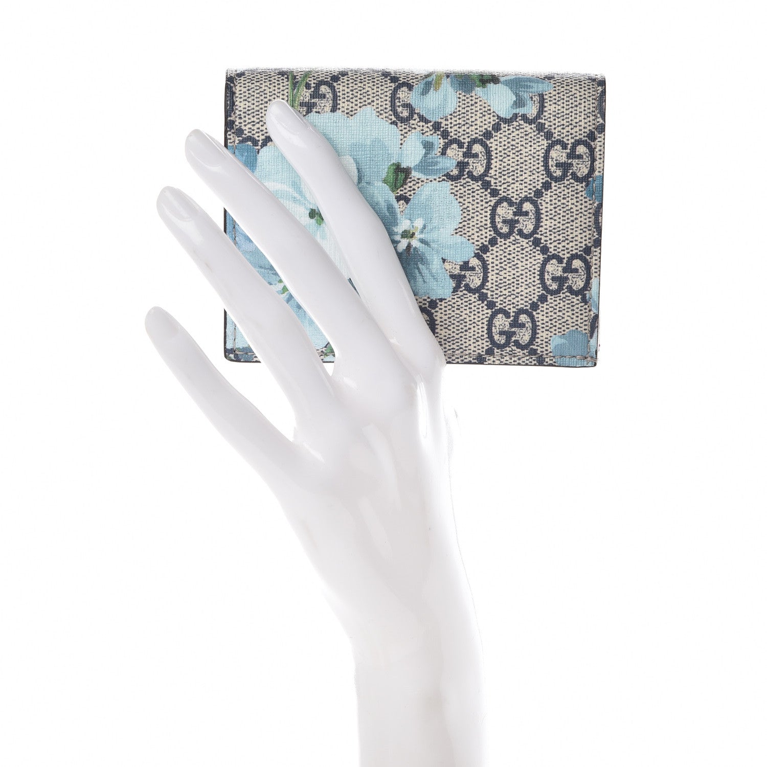 Gucci GG Supreme Monogram Blooms Card Case Wallet Beige Blue Navy Hibiscus Red 2 of 8