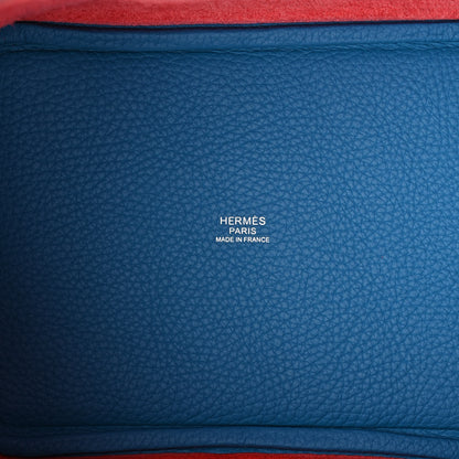 Hermes Taurillon Clemence Tri-Color Picotin Lock 18 PM Rouge Coeur Rose Extreme Bleu Zanzibar 6 of 12