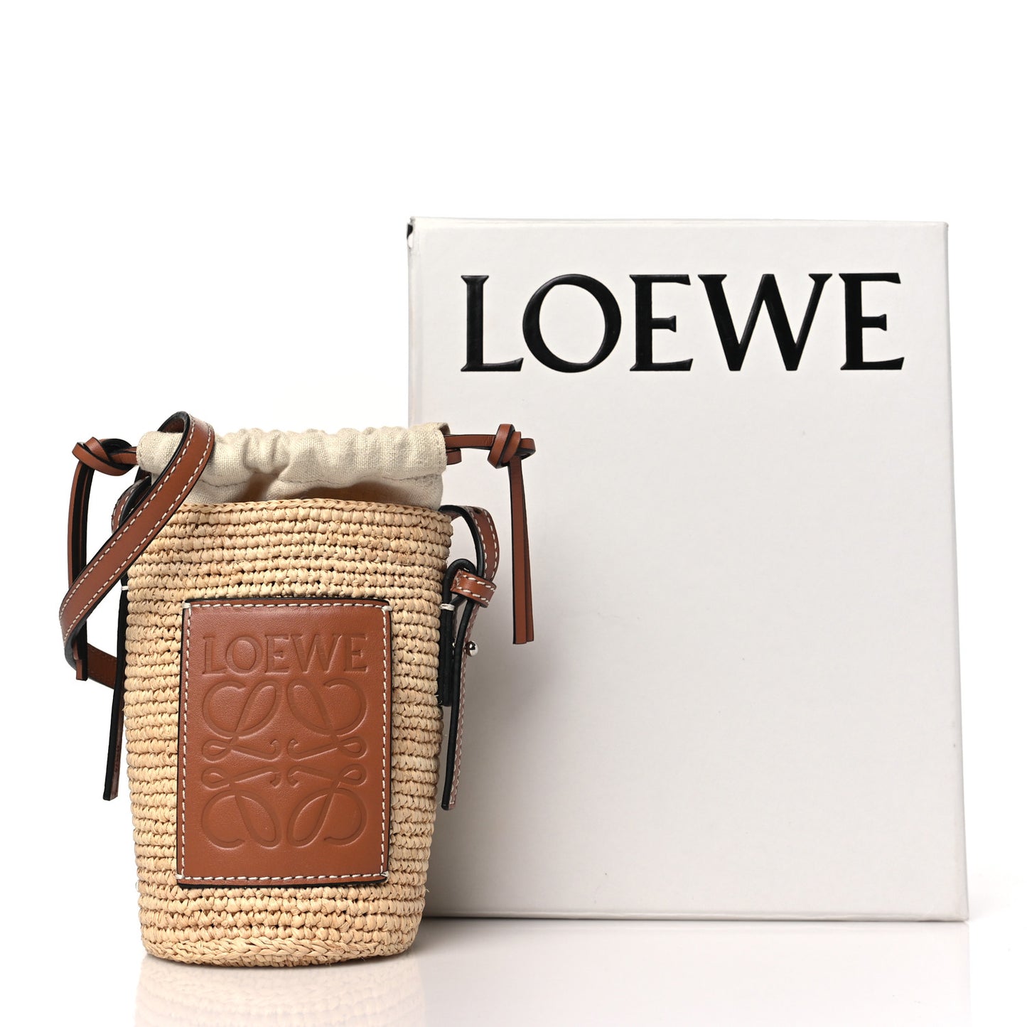 Calfskin Raffia Paulas Ibiza Bucket Bag Natural Tan