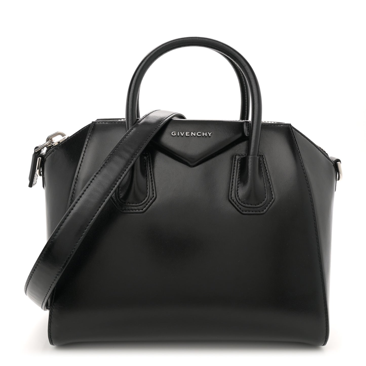 Shiny Lord Calfskin Small Antigona Black