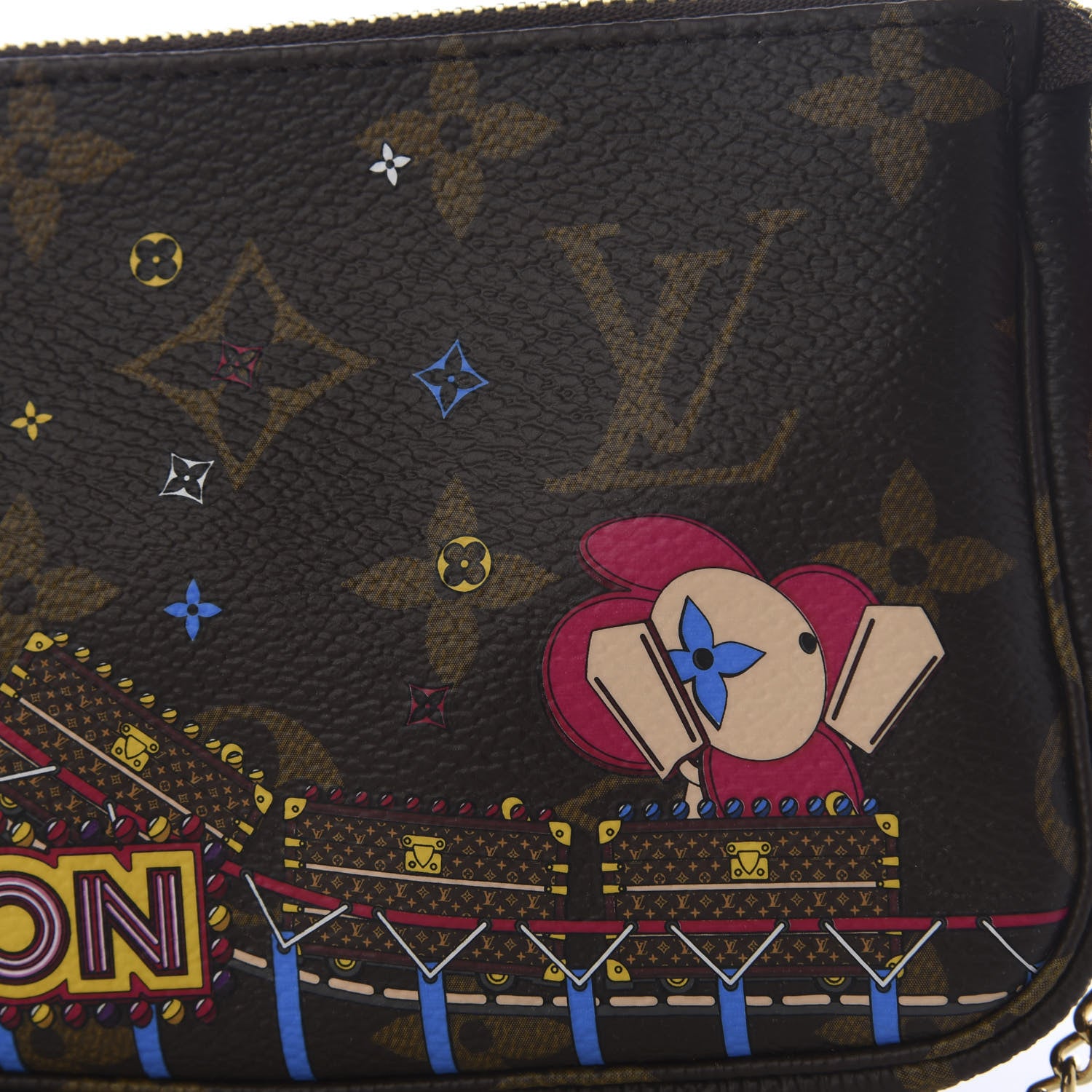 Louis Vuitton Monogram 2020 Christmas Animation Roller Coaster Mini Pochette Accessories Pivoine 7 of 8