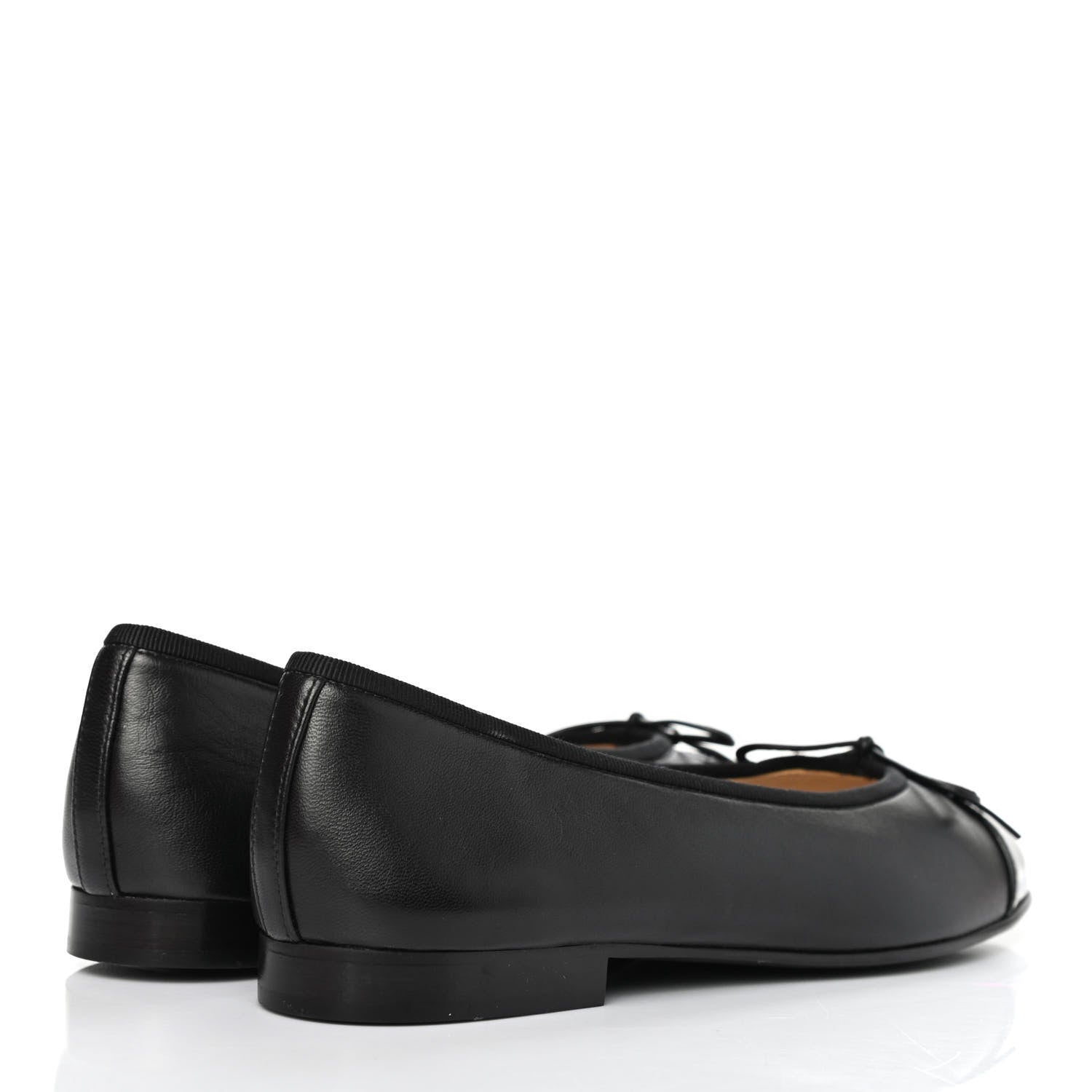 Chanel Lambskin Patent Cap Toe Ballerina Flats 38 Black 3 of 4