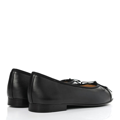 Chanel Lambskin Patent Cap Toe Ballerina Flats 38 Black 3 of 4