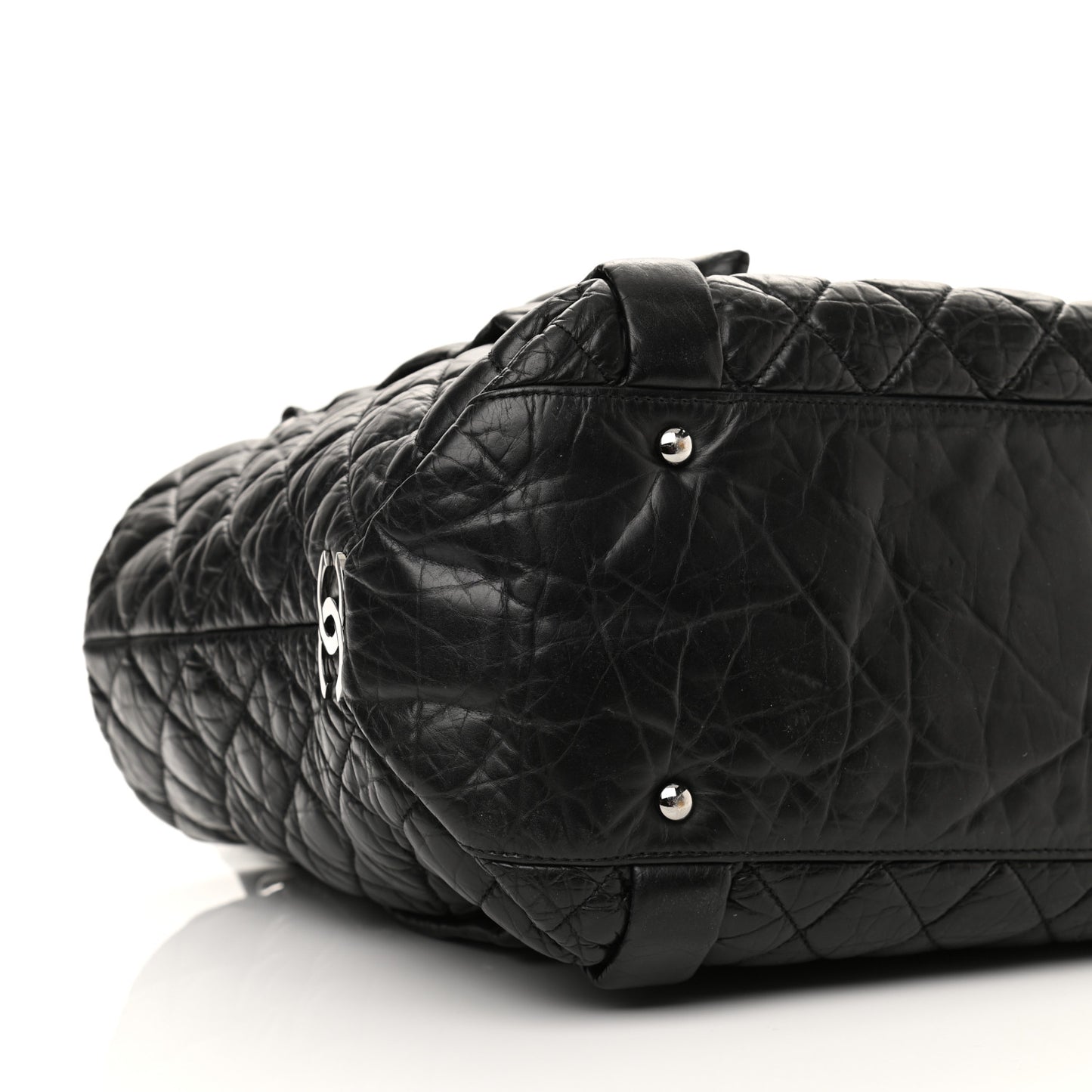 Distressed Lambskin Vintage Ligne Lady Braid Tote Black