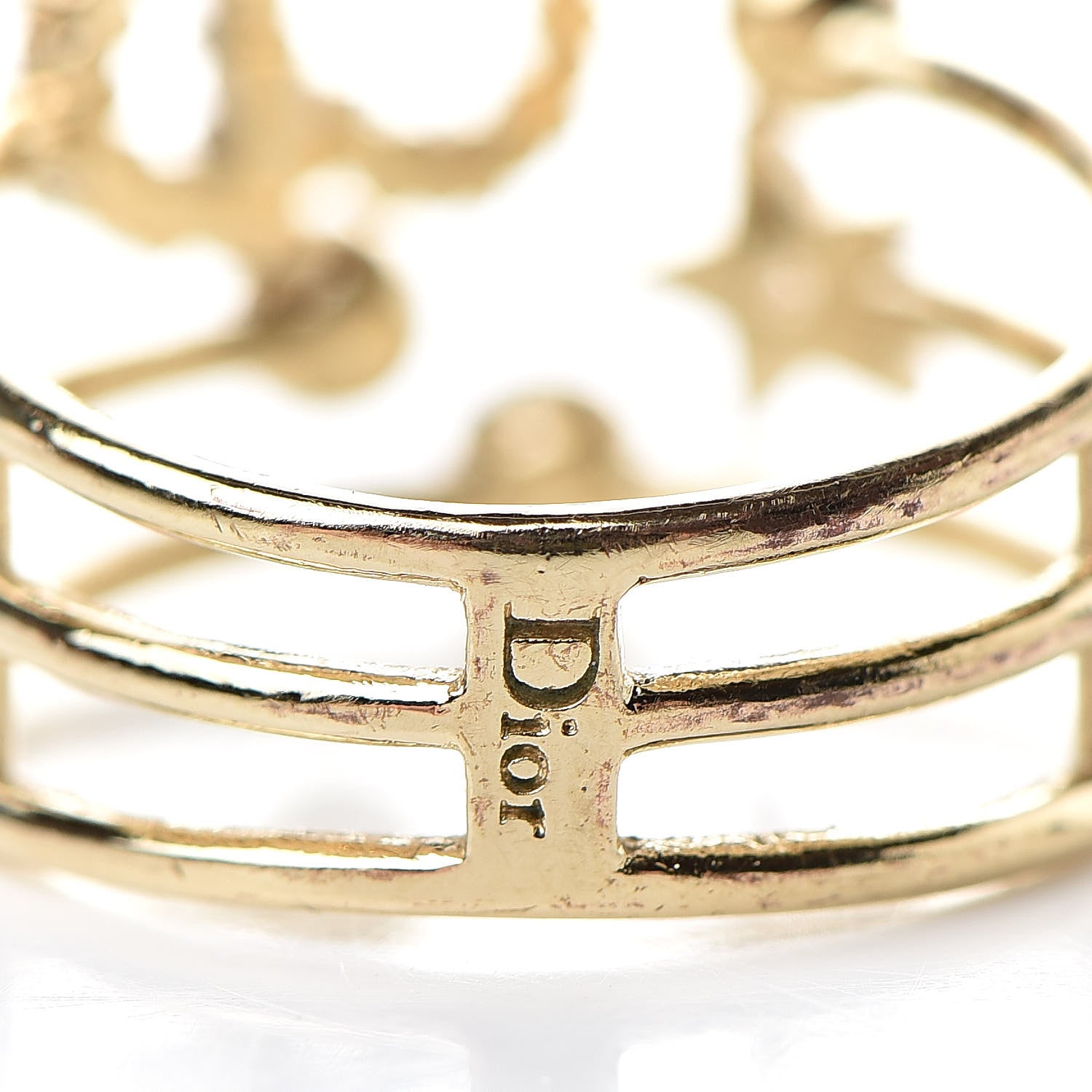 Christian Dior Metal Crystal Shiny-D Ring M Gold 4 of 4