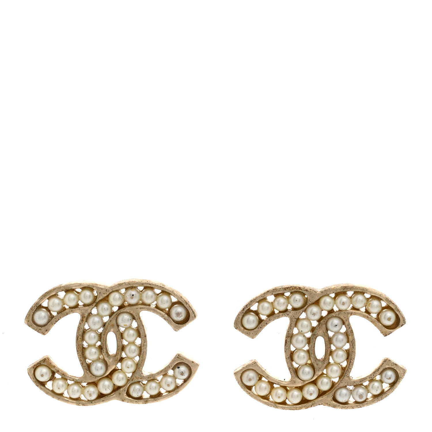 Chanel Pearl CC Earrings Light Gold 1 of 4