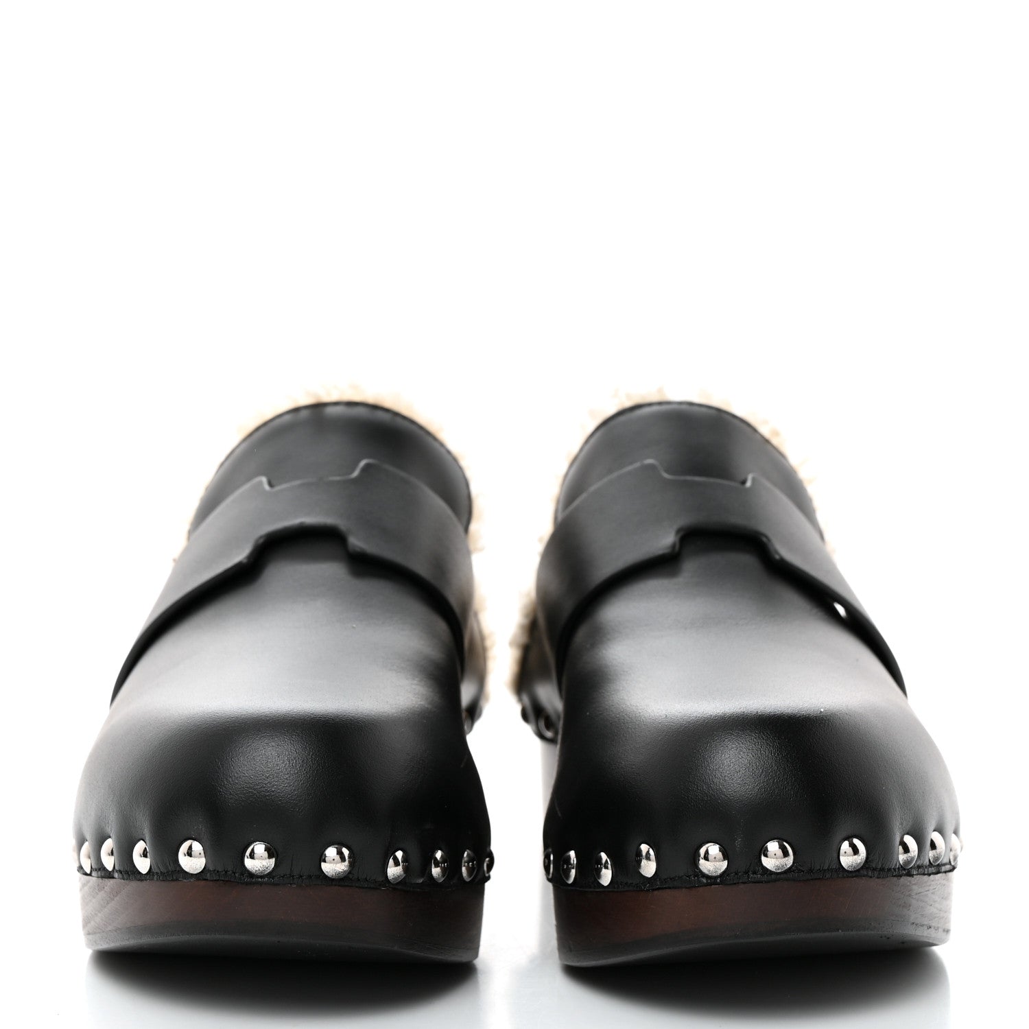 Hermes Calfskin Wool Calya Mules 35 Black 2 of 7