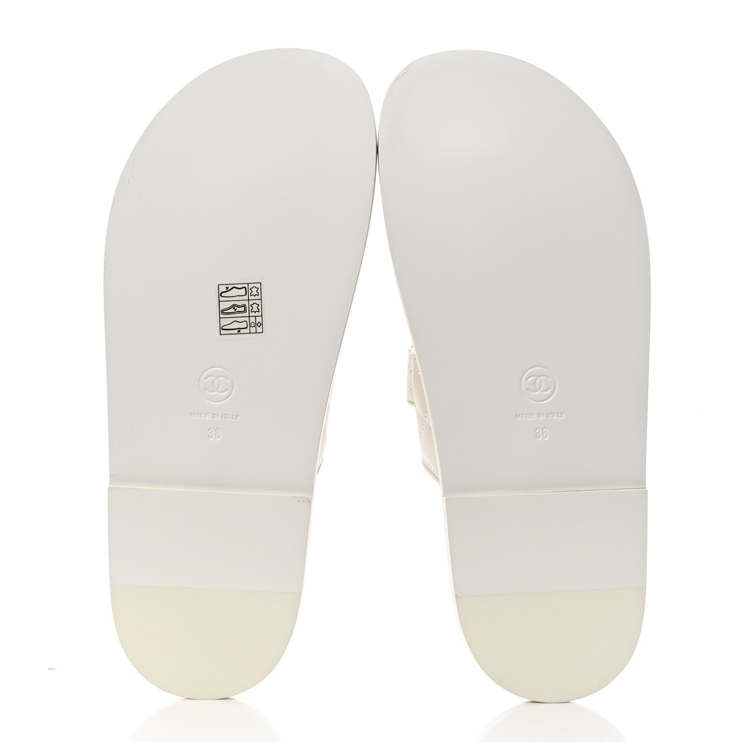 Chanel Lambskin Quilted Velcro Dad Chain CC Slide Sandals 38 White 5 of 9