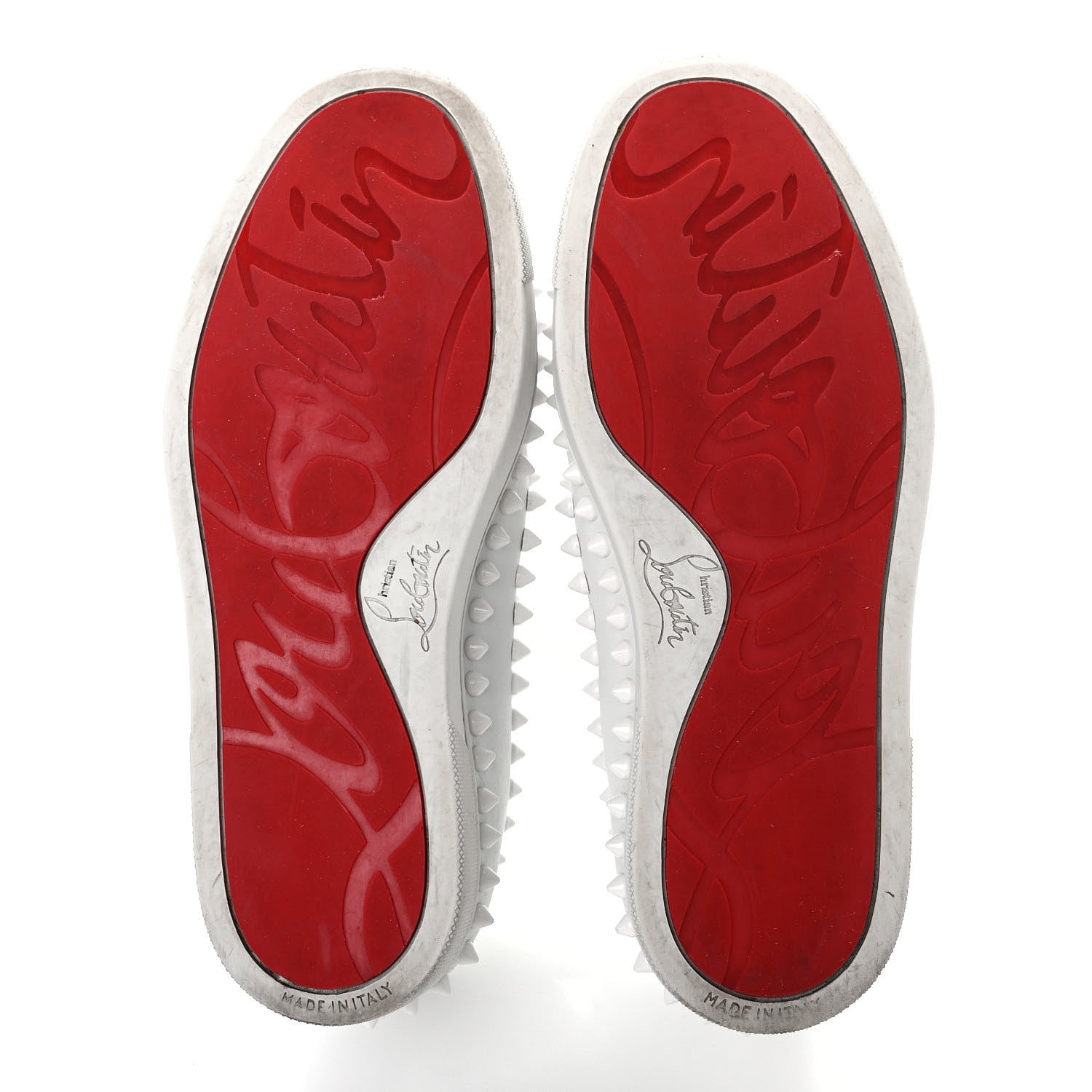 Christian Louboutin Calfskin Studded Womens Slip On Sneakers 35.5 White 5 of 10