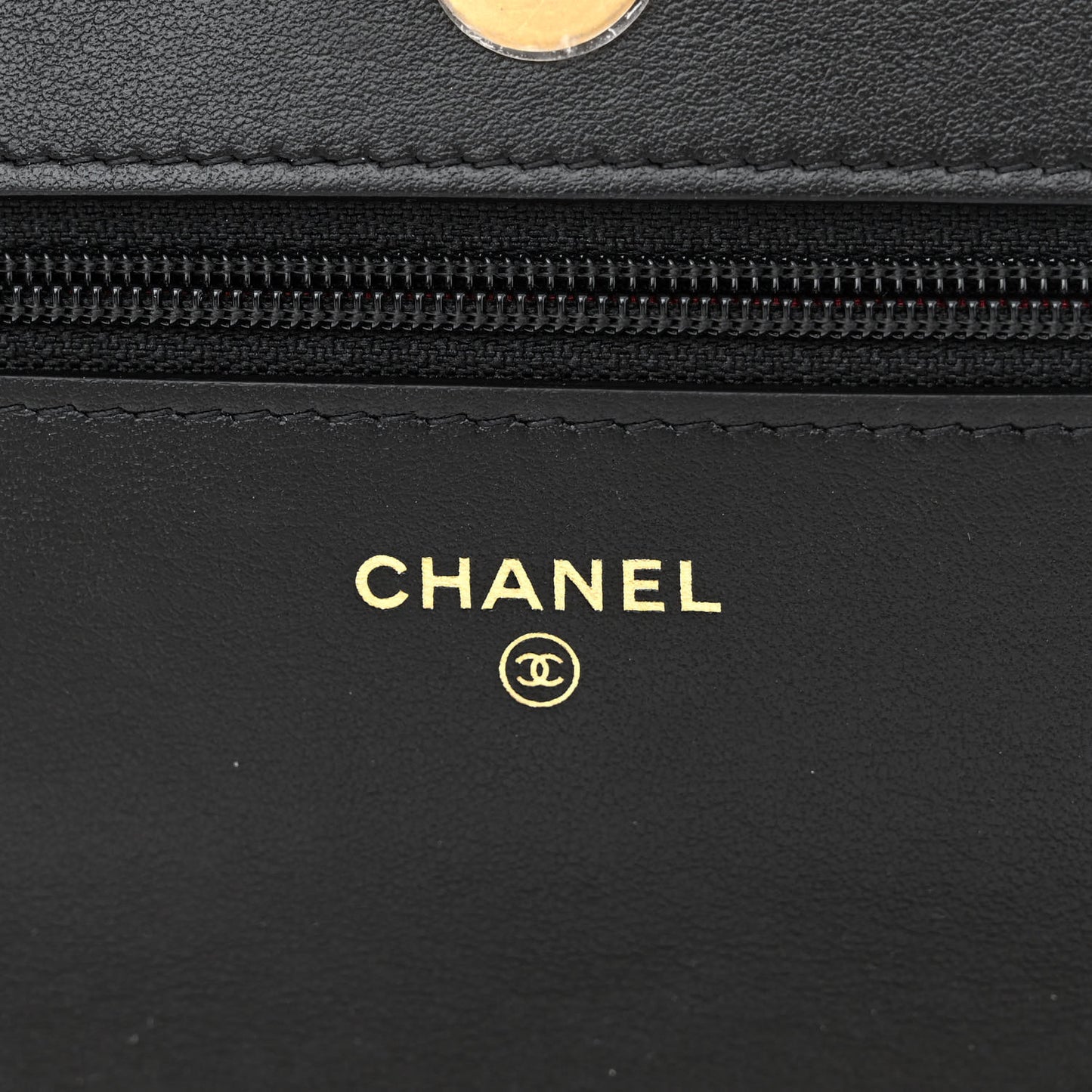 Shiny Crumpled Calfskin Quilted Chanel 19 Wallet On Chain WOC Black