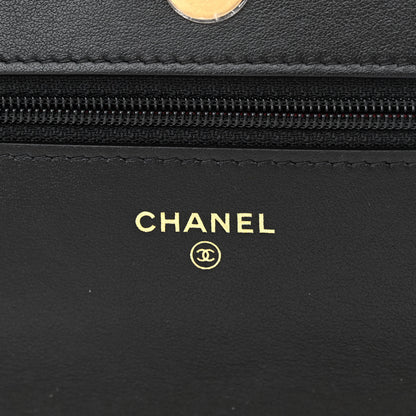 Chanel Shiny Crumpled Calfskin Quilted Chanel 19 Wallet On Chain WOC Black 6 of 14