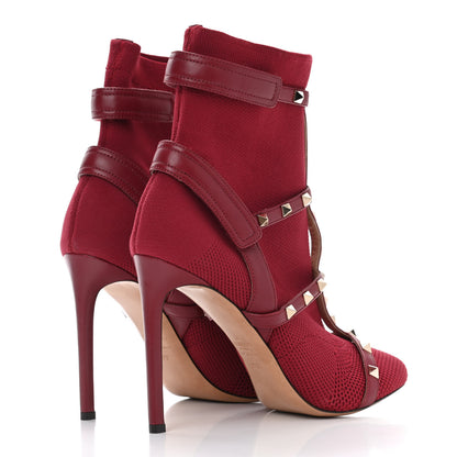 Valentino Garavani Knit Nappa Rockstud Bodytech 105mm Ankle Boots 39.5 Rubino 3 of 4