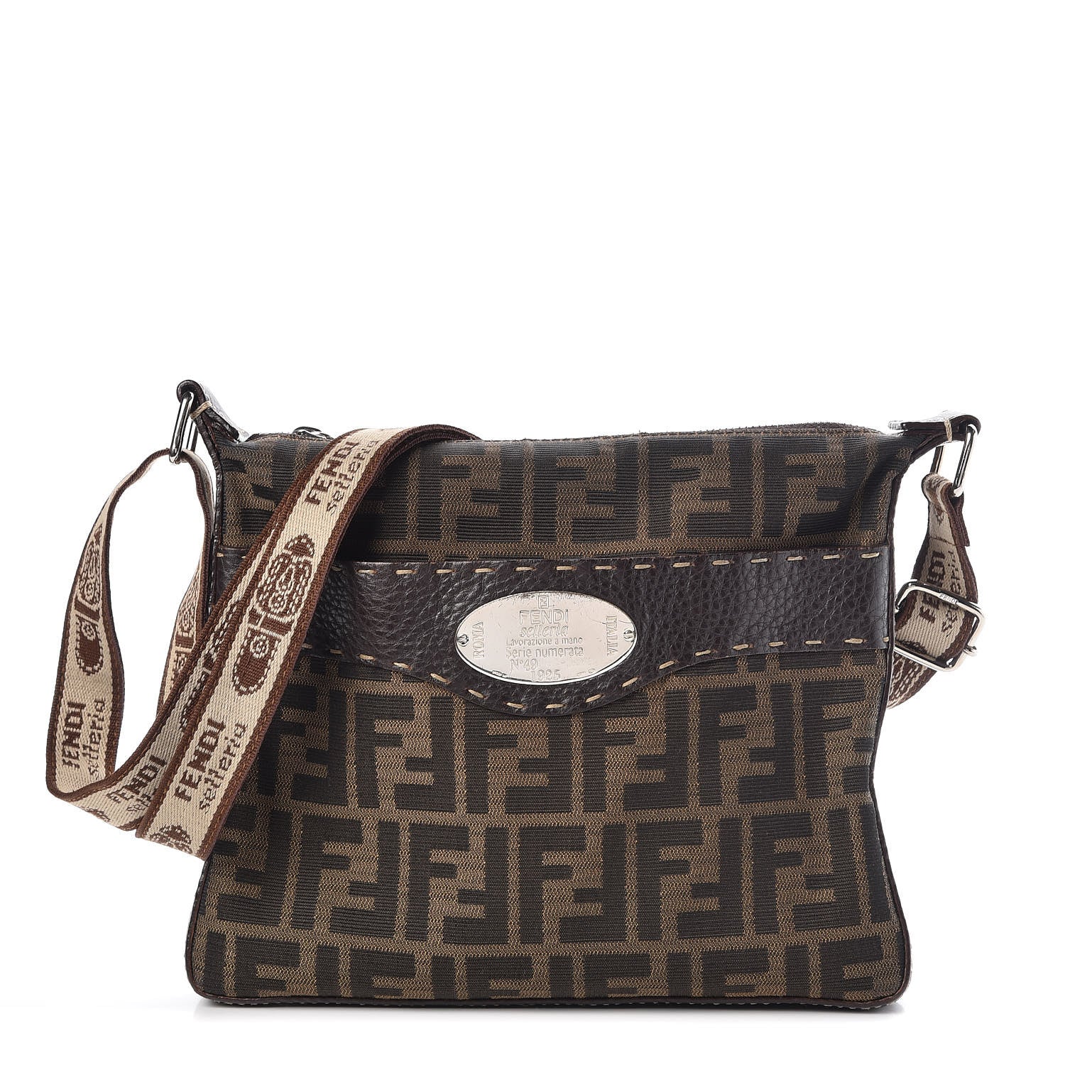 Fendi Zucca Cuoio Romano Selleria Messenger Tobacco Moro 1 of 6