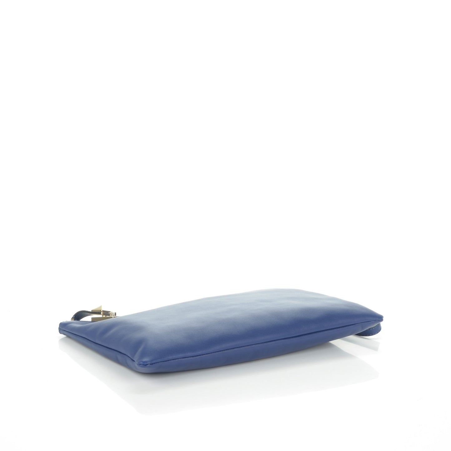 Calfskin Zip Wristlet Pouch Blue