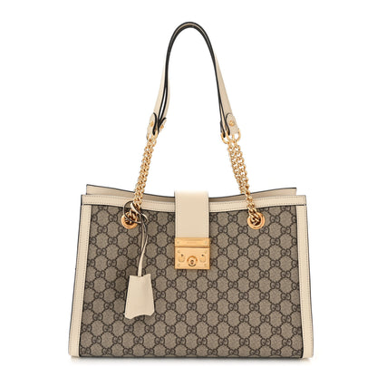 Gucci GG Supreme Monogram Medium Padlock Tote White 1 of 12