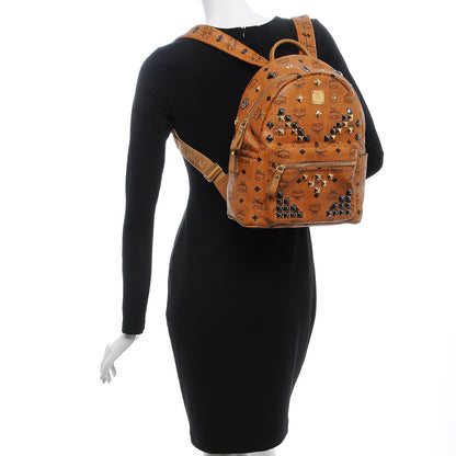 MCM Visetos Studded Small Stark Backpack Cognac 2 of 13