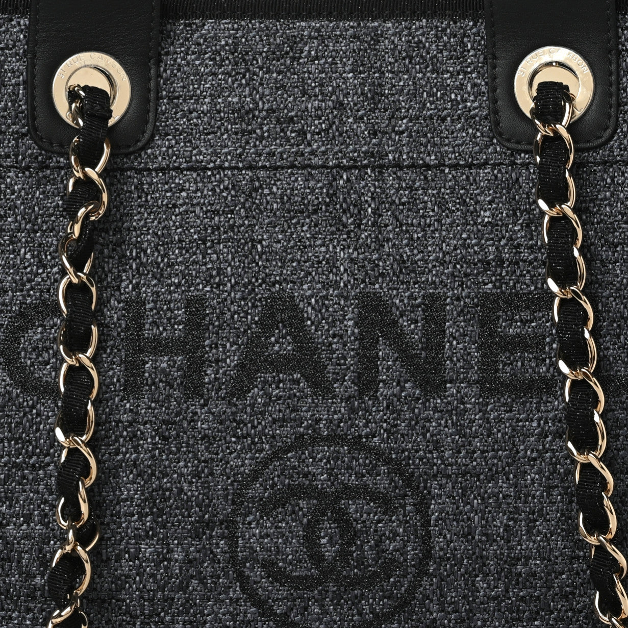 Lurex Boucle Medium Deauville Tote Black