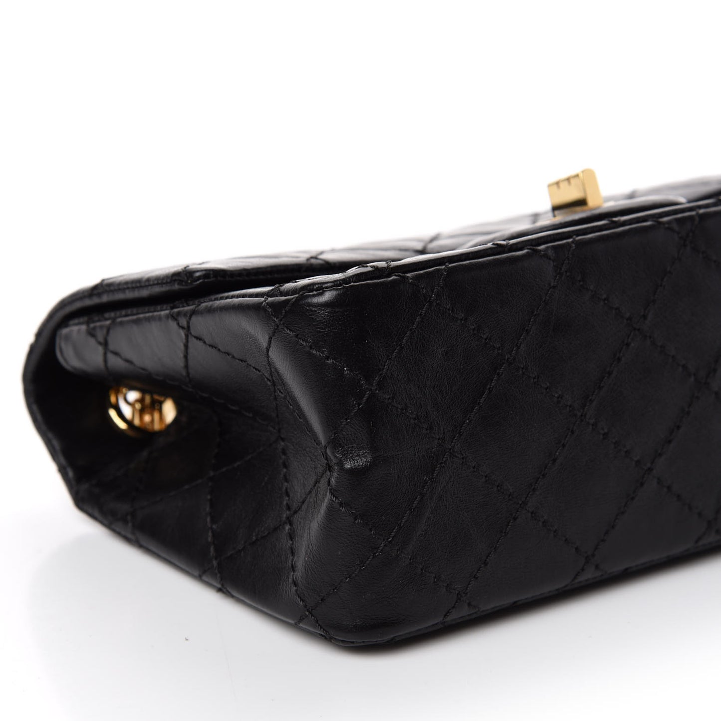 Aged Calfskin Quilted 2.55 Reissue Mini Flap Black