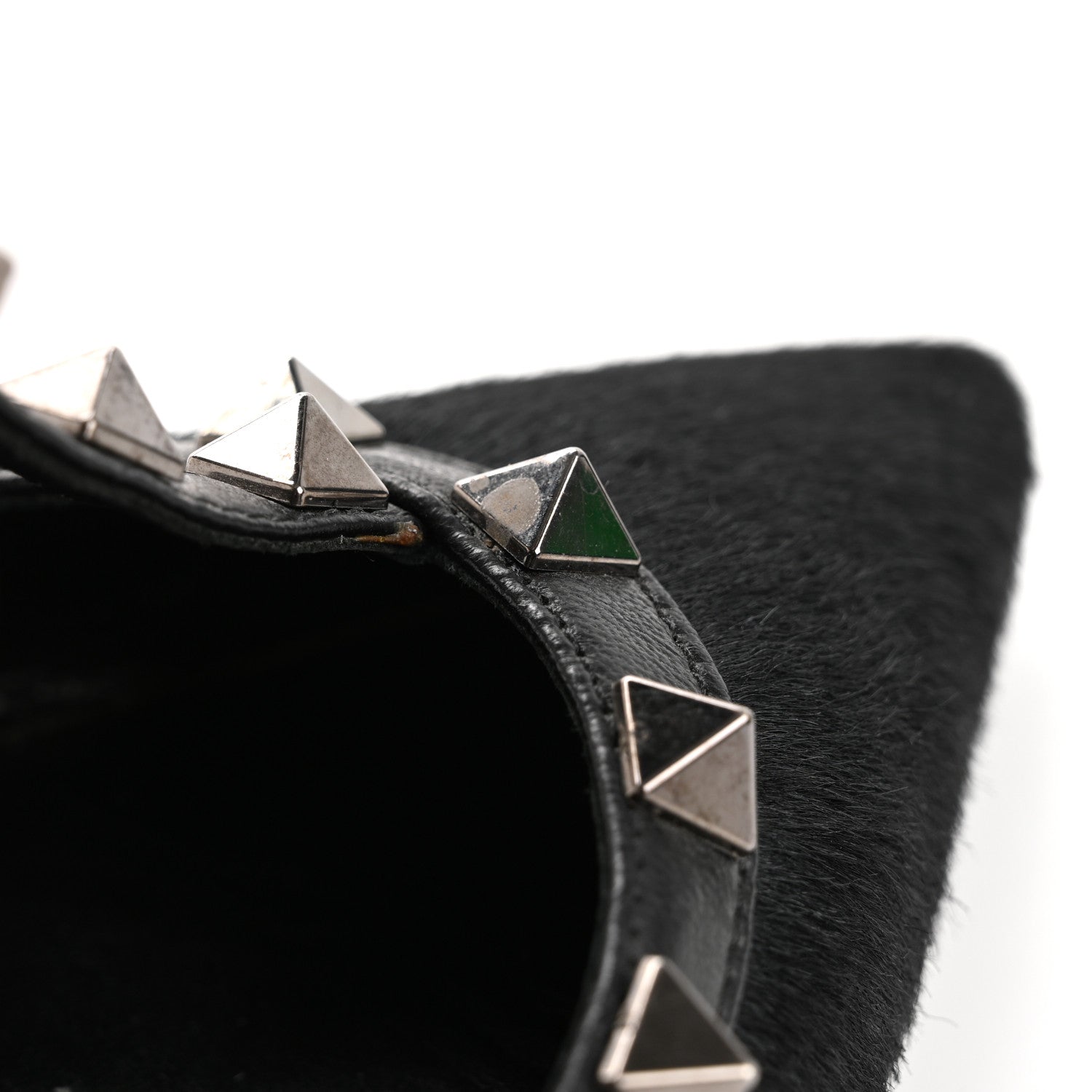 Valentino Garavani Calf Hair Rockstud Ankle Strap Pumps 38.5 Black 10 of 14