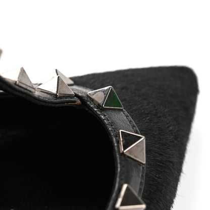 Valentino Garavani Calf Hair Rockstud Ankle Strap Pumps 38.5 Black 10 of 14