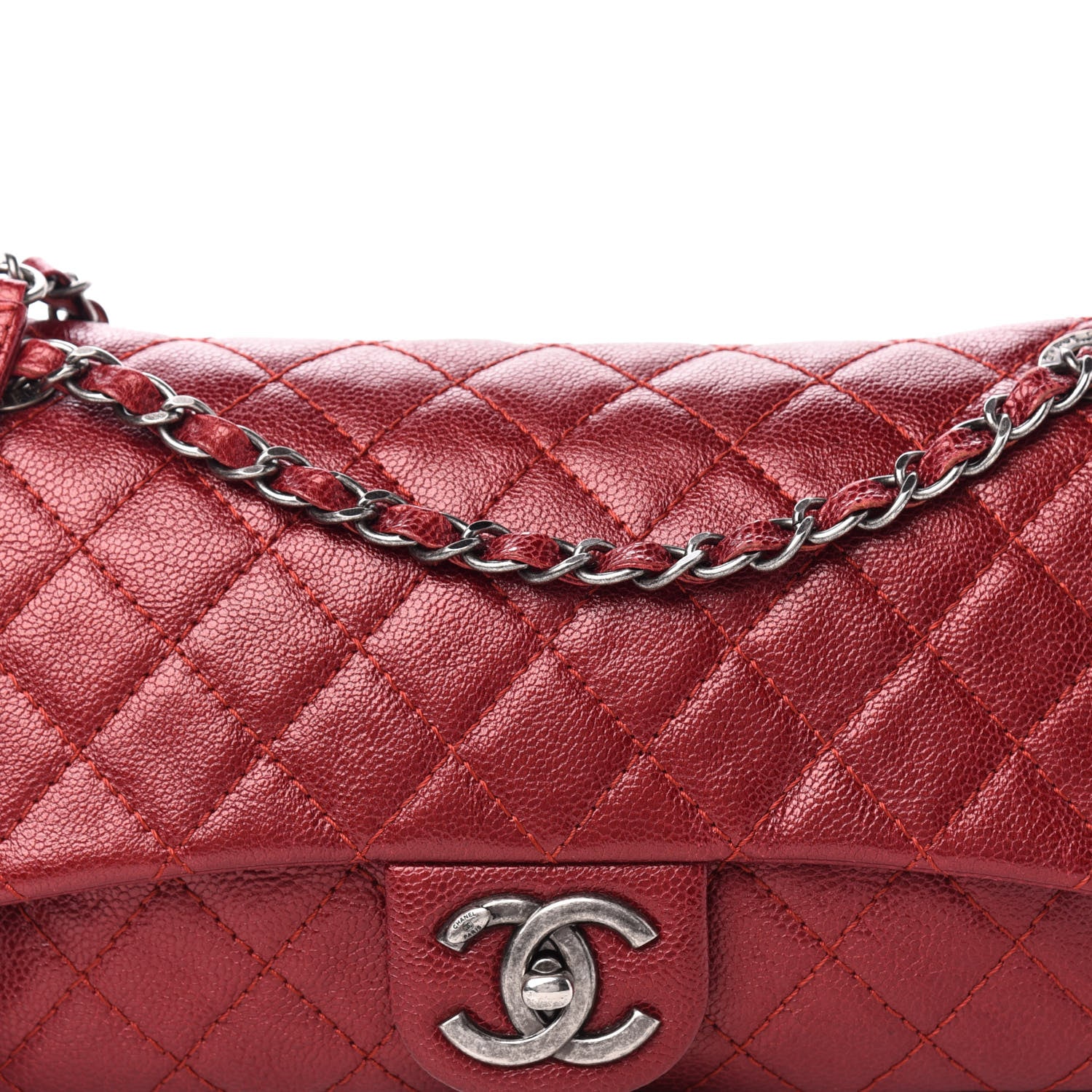 Chanel Iridescent Caviar Quilted Large Chic Flap Red 11 of 11