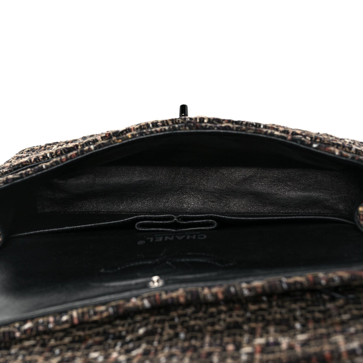 Tweed Quilted Medium Double Flap Brown