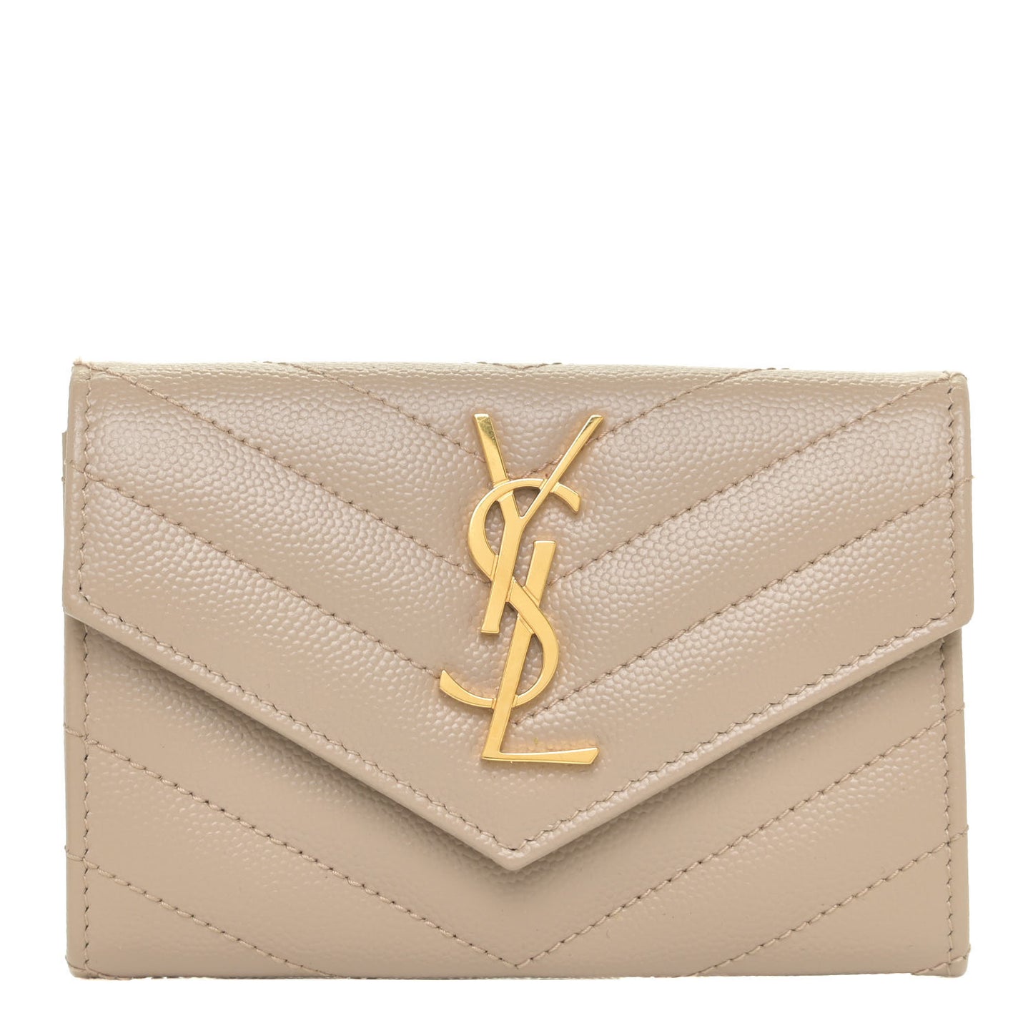 Grain De Poudre Matelasse Chevron Small Monogram Envelope Wallet Dusty Grey
